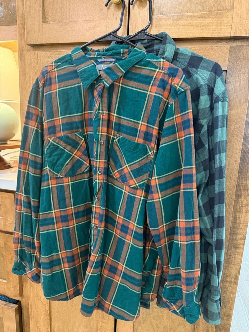 Natural Reflections Green and Orange Plaid Button-Down Shirt 

Wrangler Plaid